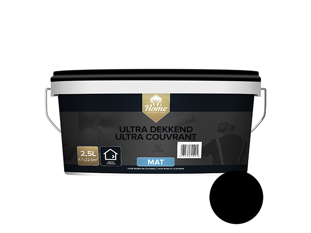 MUUR- & PLAFONDVERF ULTRA DEKKEND MAT ZWART 2,5L