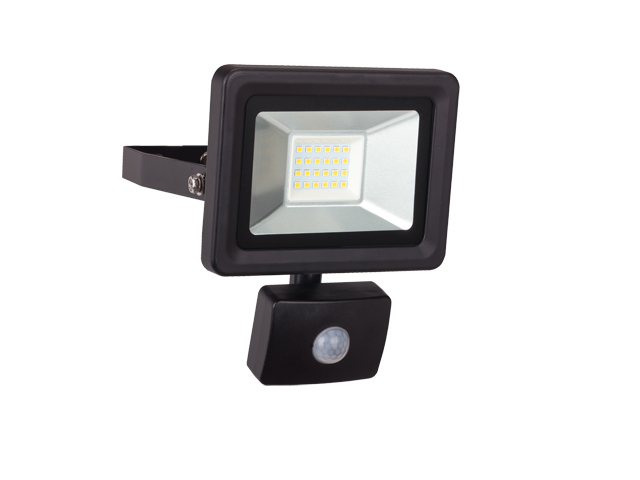 LED WANDSTRALER ZWART + SENSOR 20W 1600LM IP44