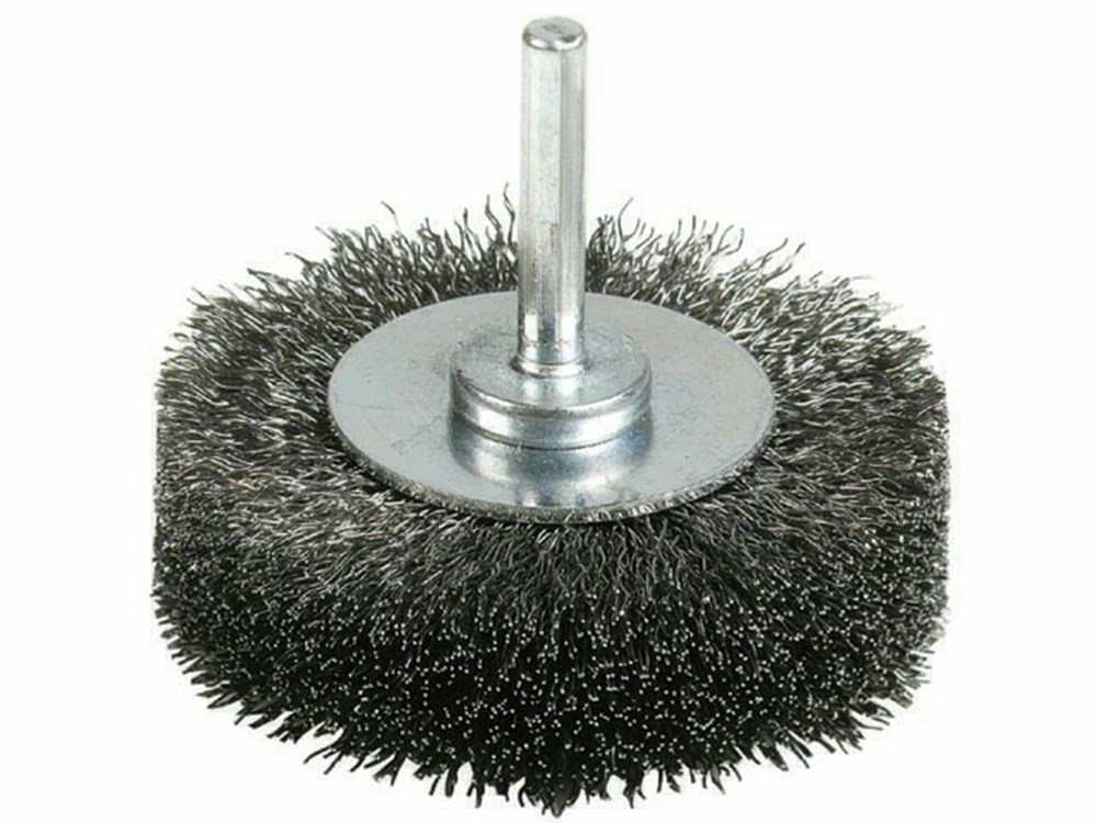 Ronde Borstel Gegolfde Staaldraad ø70x18mm Stift 6mm